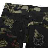 Gothic Black Print Straight Stretch Jeans