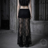Gothic Black Sheer Lace Side Slit Long Skirt