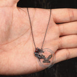 Gothic Black Snake Rose Moon Sterling Silver Necklace