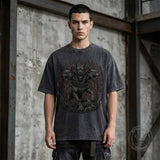 Gothic Cerberus Graphic Vintage Washed T-Shirt | Gthic.com