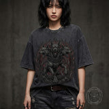 Gothic Cerberus Graphic Vintage Washed T-Shirt | Gthic.com