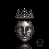 Gothic Cracked Mask Crown Sterling Silver Ring | Gthic.com