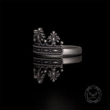 Gothic Cracked Mask Crown Sterling Silver Ring