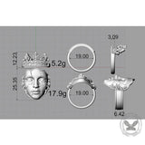 Gothic Cracked Mask Crown Sterling Silver Ring