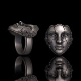 Gothic Cracked Mask Crown Sterling Silver Ring | Gthic.com