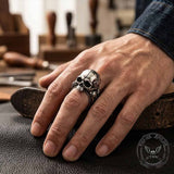 Gothic Cracked Skull Head Stainless Steel Ring | Gthic.com
