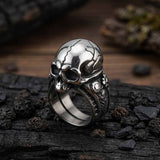 Gothic Cracked Skull Head Stainless Steel Ring