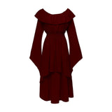 Gothic Crew Neck Solid Color Victorian Dress