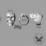 Gothic Cross Celtic Sterling Silver Cracked Skull Ring