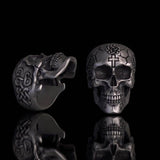 Gothic Cross Celtic Sterling Silver Cracked Skull Ring | Gthic.com