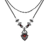 Gothic Crown Heart Double Chain Alloy Necklace 01 | Gthic.com