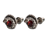 Gothic Curled Snake Zircon Sterling Silver Stud Earrings | Gthic.com