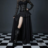 Gothic Dark-Style High-Slit Versatile Long Skirt | Gthic.com