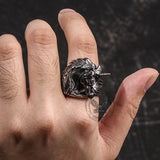 Gothic Dark Style Unicorn Stainless Steel Ring | Gthic.com