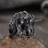 Gothic Dark Style Unicorn Stainless Steel Ring | Gthic.com