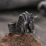 Gothic Dark Style Unicorn Stainless Steel Ring | Gthic.com