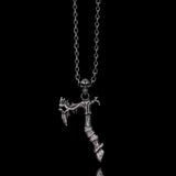Gothic Demon Axe Sterling Silver Skull Pendant 01 | Gthic.com