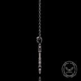 Gothic Demon Axe Sterling Silver Skull Pendant