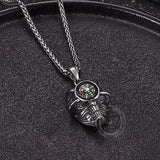 Gothic Demon Eye Compass Skull Stainless Steel Pendant