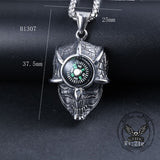 Gothic Demon Eye Compass Skull Stainless Steel Pendant