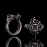 Gothic Devil's Eye Claw Biker Sterling Silver Ring | Gthic.com