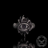 Gothic Devil's Eye Claw Biker Sterling Silver Ring | Gthic.com