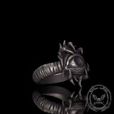 Anillo de plata de ley con diseño floral gótico y circonitas