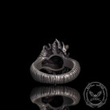 Anillo de plata de ley con diseño floral gótico y circonitas