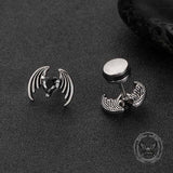 Gothic Devil Wings Heart Zircon Stainless Steel Earrings 02 | Gthic.com