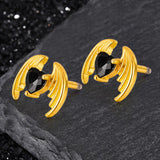 Gothic Devil Wings Heart Zircon Stainless Steel Earrings