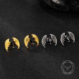 Gothic Devil Wings Heart Zircon Stainless Steel Earrings