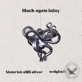 Gothic Distressed Octopus Sterling Silver Open Ring