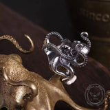 Gothic Distressed Octopus Sterling Silver Open Ring