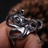Gothic Distressed Octopus Sterling Silver Open Ring | Gthic.com