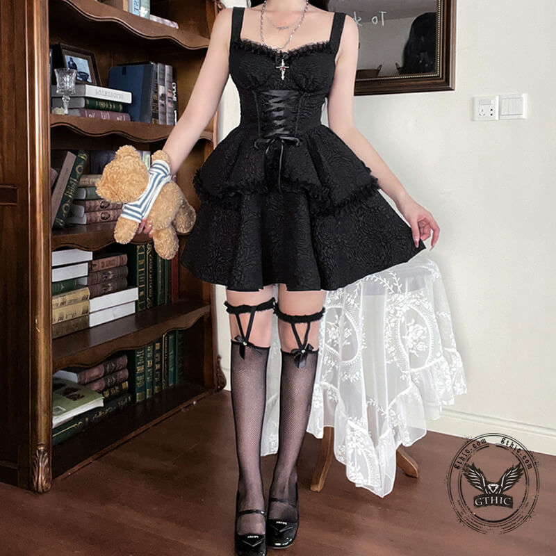 Elegant Goth Layered Dress Black / S Elegant Goth Layered Dress Black / S