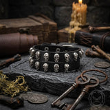 Gothic Double-Strand Alloy Skull PU Leather Bracelet | Gthic.com