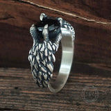 Gothic Dragon Claw Gemstone Sterling Silver Ring