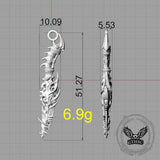 Gothic Dragon Dagger Knife Sterling Silver Pendant