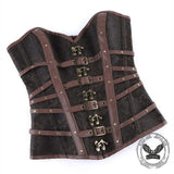 Gothic Embroidered Back-Laced PU Leather Corset