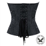Gothic Embroidered Back-Laced PU Leather Corset