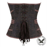 Gothic Embroidered Back-Laced PU Leather Corset