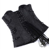 Gothic Embroidered Back-Laced PU Leather Corset