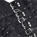Gothic Embroidered Back-Laced PU Leather Corset