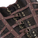 Gothic Embroidered Back-Laced PU Leather Corset