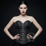 Gothic Embroidered Back-Laced PU Leather Corset | Gthic.com