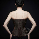 Gothic Embroidered Back-Laced PU Leather Corset