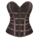 Gothic Embroidered Back-Laced PU Leather Corset