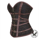 Gothic Embroidered Back-Laced PU Leather Corset