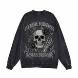 Gothic Eternal Darkness Skull Rose Vintage Washed Sweatshirt | Gthic.com