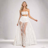 Gothic Floral Pattern Lace Sheer Mesh Maxi Skirt | Gthic.com